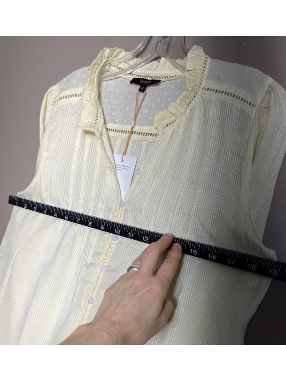 NWT Quince Peasant Blouse Textured Custard Pale Yellow Dainty Cottagecore Wom M - Picture 5 of 10
